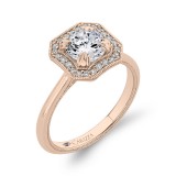Shah Luxury 14K Rose Gold Round Diamond Halo Engagement Ring with Euro Shank (Semi-Mount) photo 2