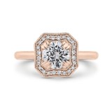 Shah Luxury 14K Rose Gold Round Diamond Halo Engagement Ring with Euro Shank (Semi-Mount) photo