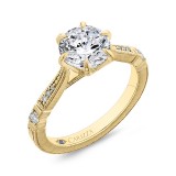 Shah Luxury 14K Yellow Gold Round Cut Diamond Engagement Ring (Semi-Mount) photo 2