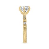 Shah Luxury 14K Yellow Gold Round Cut Diamond Engagement Ring (Semi-Mount) photo 3