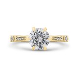 Shah Luxury 14K Yellow Gold Round Cut Diamond Engagement Ring (Semi-Mount) photo