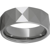 Rugged Tungsten  8mm Triangle Faceted Polished Band photo