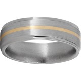Titanium Flat Band with Grooved Edges, 1mm 14K Yellow Gold Inlay and Satin Finish photo