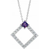 14K White Amethyst & 3/8 CTW Diamond 16-18 Necklace photo