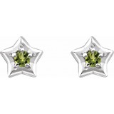 14K White 3 mm Round August Youth Star Birthstone Earrings photo 2
