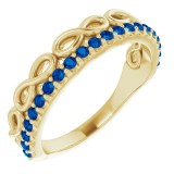 14K Yellow Blue Sapphire Infinity-Inspired Stackable Ring photo