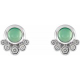 14K White Chrysoprase & 1/8 CTW Diamond Earrings photo 2