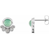 14K White Chrysoprase & 1/8 CTW Diamond Earrings photo