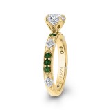 Shah Luxury 14K Two-Tone Gold Round Diamond and Green Tsavorite Engagement Ring (Semi-Mount) photo 3