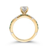 Shah Luxury 14K Two-Tone Gold Round Diamond and Green Tsavorite Engagement Ring (Semi-Mount) photo 4