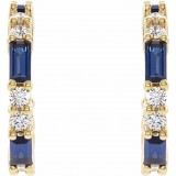 14K Yellow Blue Sapphire & 1/2 CTW Diamond Earrings photo 2