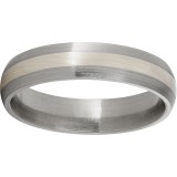 Titanium Domed Band with a 2mm Sterling Silver Inlay and Satin Finish photo