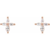 14K Rose 1/3 CTW Diamond Cross Earrings photo 2