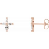 14K Rose 1/3 CTW Diamond Cross Earrings photo