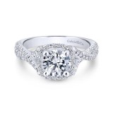 Gabriel & Co. 14k White Gold Rosette Halo Engagement Ring photo