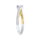 Shah Luxury 14K Two-Tone Gold Round Diamond Engagement Ring (Semi-Mount) photo 3