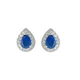 Gems One 10Kt White Gold Diamond (1/8Ctw) & Sapphire (3/8 Ctw) Earring photo