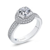 Shah Luxury Round Cut Diamond Engagement Ring In 14K White Gold (Semi-Mount) photo 2