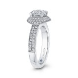 Shah Luxury Round Cut Diamond Engagement Ring In 14K White Gold (Semi-Mount) photo 3