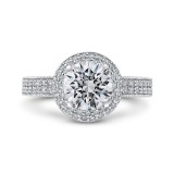 Shah Luxury Round Cut Diamond Engagement Ring In 14K White Gold (Semi-Mount) photo