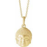 14K Yellow 14.7x10.5 mm Meditation Buddha 16-18 Necklace photo