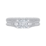 Shah Luxury 14K White Gold Princess Diamond Engagement Ring with Split Shank (Semi-Mount) photo 4