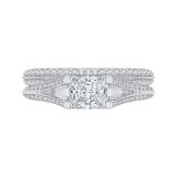 Shah Luxury 14K White Gold Princess Diamond Engagement Ring with Split Shank (Semi-Mount) photo 4