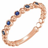 14K Rose Blue Sapphire Stackable Ring photo