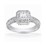 14k White Gold Diamond Semi-Mount Halo Engagement Ring photo