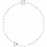 14K White .07 CTW Diamond Initial B 6-7 Bracelet photo