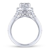 Gabriel & Co. 14k White Gold Victorian Halo Engagement Ring photo 2
