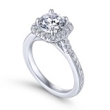 Gabriel & Co. 14k White Gold Victorian Halo Engagement Ring photo 3