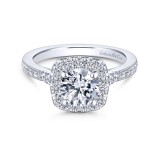 Gabriel & Co. 14k White Gold Victorian Halo Engagement Ring photo