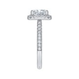 Shah Luxury Emerald Cut Diamond Halo Engagement Ring In 14K White Gold (Semi-Mount) photo 2