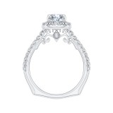 Shah Luxury Emerald Cut Diamond Halo Engagement Ring In 14K White Gold (Semi-Mount) photo 3