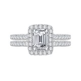 Shah Luxury Emerald Cut Diamond Halo Engagement Ring In 14K White Gold (Semi-Mount) photo 4