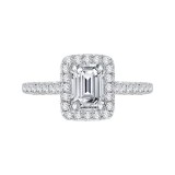 Shah Luxury Emerald Cut Diamond Halo Engagement Ring In 14K White Gold (Semi-Mount) photo