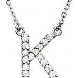 14K White Initial K 1/8 CTW Diamond 16 Necklace photo