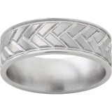 Titanium Rounded Edge Band with Milled Woven Pattern and Satin Finish photo