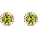 14K Yellow 5 mm Round Peridot & 1/8 CTW Diamond Earrings photo