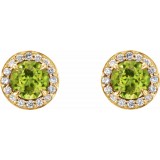 14K Yellow 5 mm Round Peridot & 1/8 CTW Diamond Earrings photo