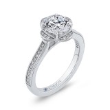 Shah Luxury 14K White Gold Round Diamond Halo Engagement Ring (Semi-Mount) photo 2