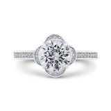 Shah Luxury 14K White Gold Round Diamond Halo Engagement Ring (Semi-Mount) photo