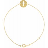 14K Yellow Pierced Cross Disc 7-8 Bracelet photo