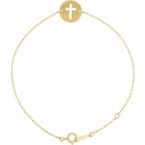 14K Yellow Pierced Cross Disc 7-8 Bracelet photo