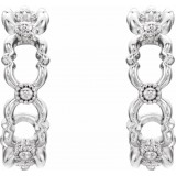 14K White Quatrefoil Hoop Earrings photo 2