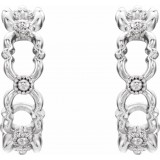 14K White Quatrefoil Hoop Earrings photo 2