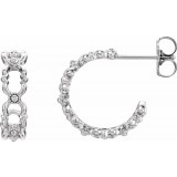 14K White Quatrefoil Hoop Earrings photo