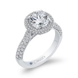 Shah Luxury 14K White Gold Round Diamond Double Halo Engagement Ring (Semi-Mount) photo 2