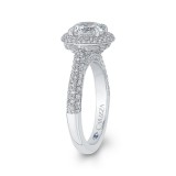 Shah Luxury 14K White Gold Round Diamond Double Halo Engagement Ring (Semi-Mount) photo 3